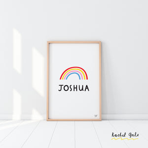 Personalised Rainbow Art Print - Size A4, unframed, quality recycled card